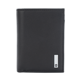 Cartera Athens Negra de Piel con Compartimento de Micromalla para ID. Doblable en 3 Partes con Divisor de Billetes. Pocket Wallet