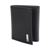 Cartera Athens Negra de Piel con Compartimento de Micromalla para ID. Doblable en 3 Partes con Divisor de Billetes. Pocket Wallet