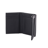 Cartera Athens Negra de Piel con Compartimento de Micromalla para ID. Doblable en 3 Partes con Divisor de Billetes. Pocket Wallet