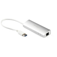 StarTech.com Hub Ladrón USB 3.0 de 3 Puertos con Adaptador de Red Ethernet Gigabit - Hub Concentrador USB-A - Alimentado por el Bus - 5Gbps - Hub USB Portátil - Carcasa Resistente tarjetas de red Alámbrico USB Ethernet 1