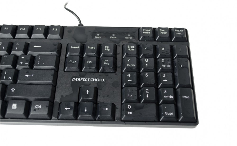Perfect Choice PC-200970 teclado Universal USB QWERTY Negro, Tamaño completo (100%), Alámbrico