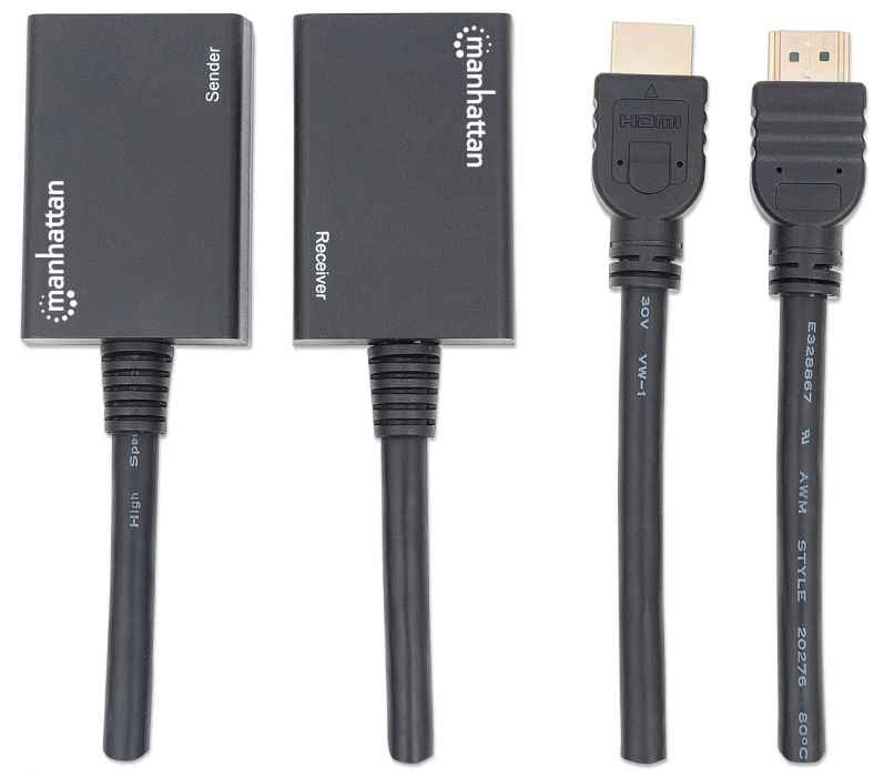 Manhattan Extensor de HDMI por Cat5e/Cat6 audio/vídeo extendedores Transmisor y receptor de red Cat5e, Cat6 30 m Si