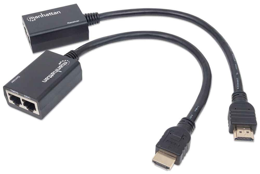 Manhattan Extensor de HDMI por Cat5e/Cat6 audio/vídeo extendedores Transmisor y receptor de red Cat5e, Cat6 30 m Si
