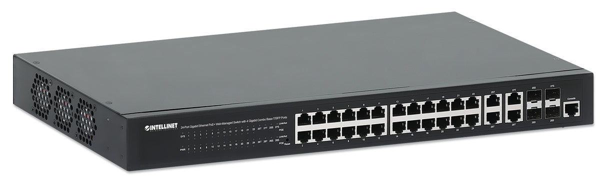 Intellinet Commutateur réseau (switch) Gigabit Ethernet PoE+ 24 ports administrable via le Web avec 4 ports combo Base-T