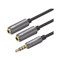 Ugreen 30619 cable de audio 0,2 m 3,5mm 2 x 3.5mm Negro, Gris