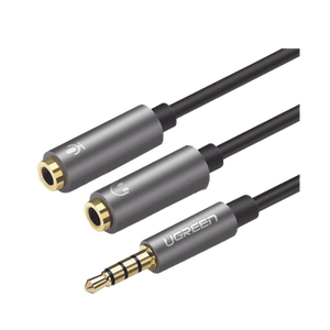 Ugreen 30619 cable de audio 0,2 m 3,5mm 2 x 3.5mm Negro, Gris