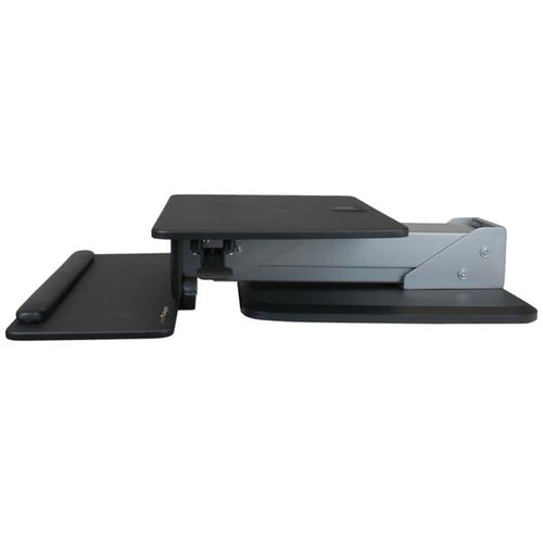 StarTech.com Estación de Trabajo de Pie y Sentado Muebles y soportes para dispositivos multimedia Negro, Plata Panel pla