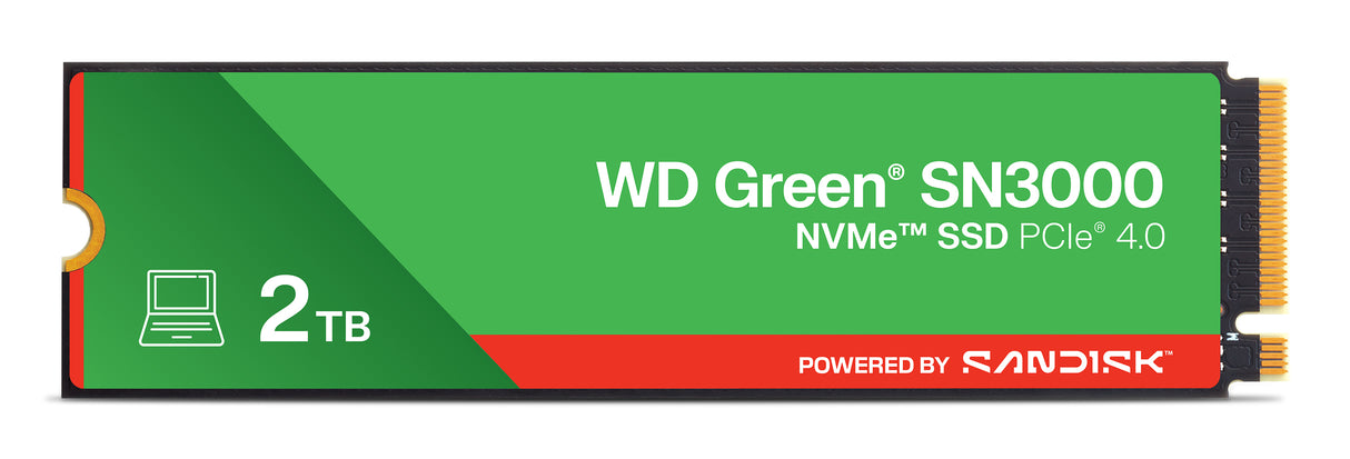 WD SSD Interno Green SN3000 2TB M.2 2280 NVMe PCIe Gen4, 5000 MB/s Lectura, 4200 MB/s Escritura