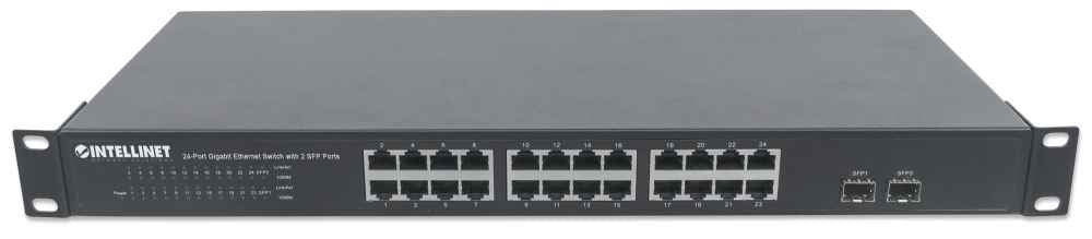 Intellinet Switch de 24 Puertos Gigabit Ethernet con 2 puertos SFP dispositivo de redes No administrado L2 24 Gigabit Et