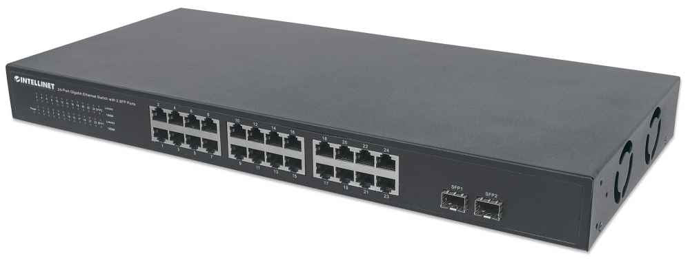 Intellinet Switch de 24 Puertos Gigabit Ethernet con 2 puertos SFP dispositivo de redes No administrado L2 24 Gigabit Et