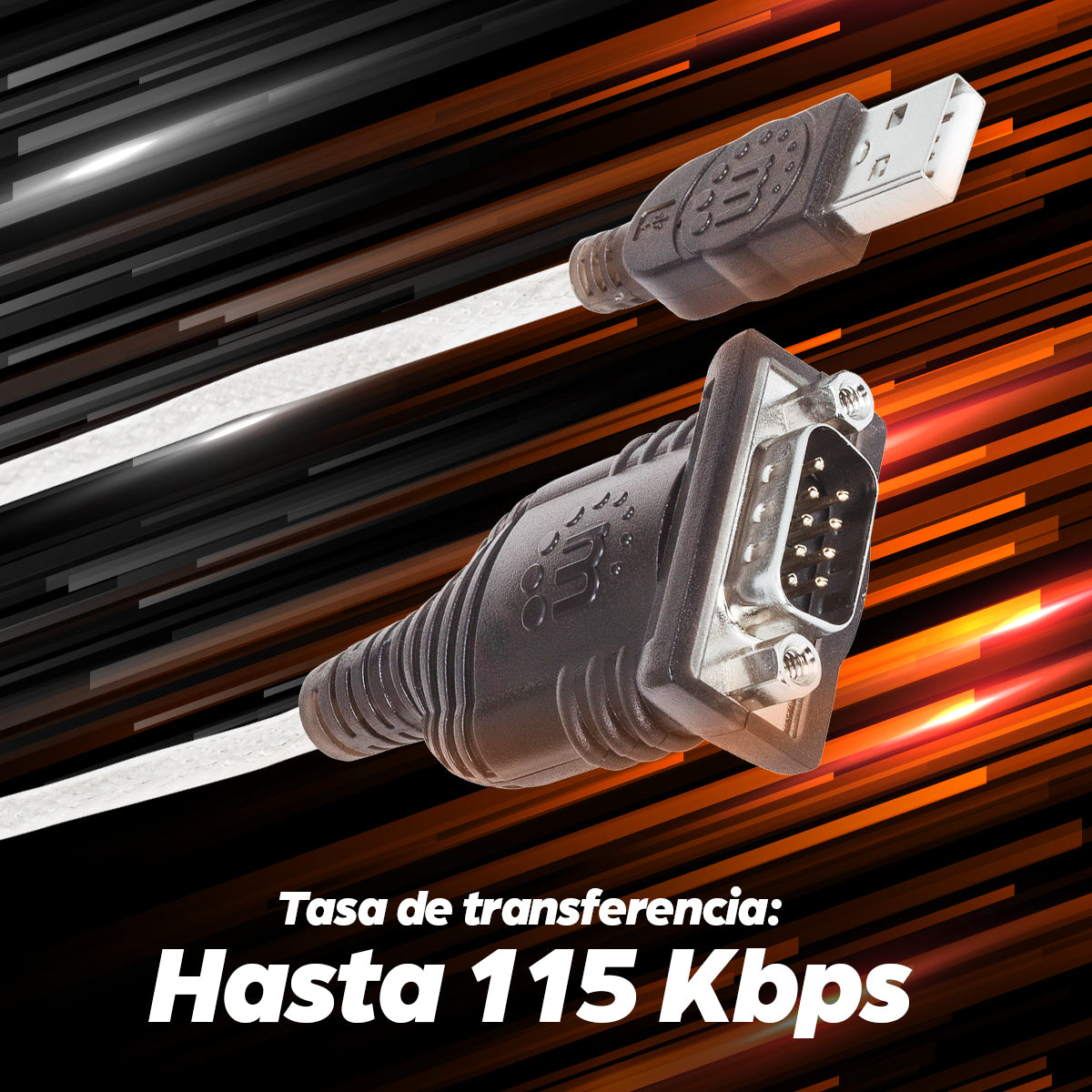 Manhattan Convertidor de USB a Puerto Serial Cable Negro 1,8 m USB Serial/COM/RS232/DB9