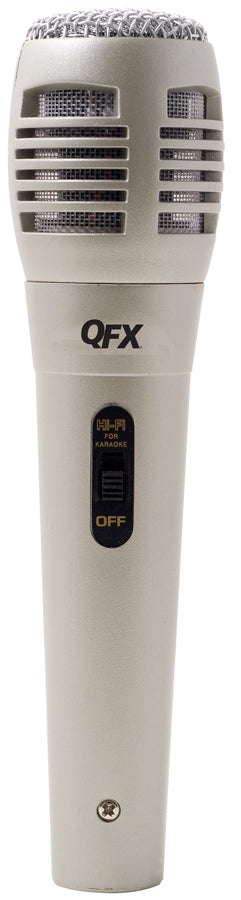 QFX M-104 micrófono Plata Micrófono para karaoke, 70 - 12000 Hz, 600 Ohmio, Alámbrico