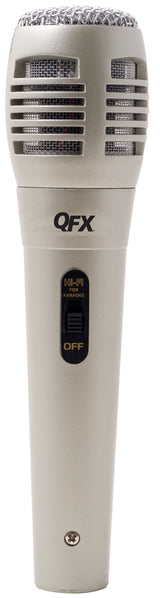 QFX M-104 micrófono Plata Micrófono para karaoke, 70 - 12000 Hz, 600 Ohmio, Alámbrico
