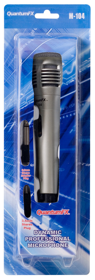 QFX M-104 micrófono Plata Micrófono para karaoke, 70 - 12000 Hz, 600 Ohmio, Alámbrico