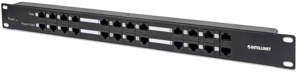 PANEL DE PARCHEO CAT 5E 12 PTOS 1U POE