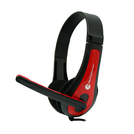 TechZone TZ15PCAUD auricular y casco Auriculares Alámbrico Diadema Llamadas/Música Negro, Rojo