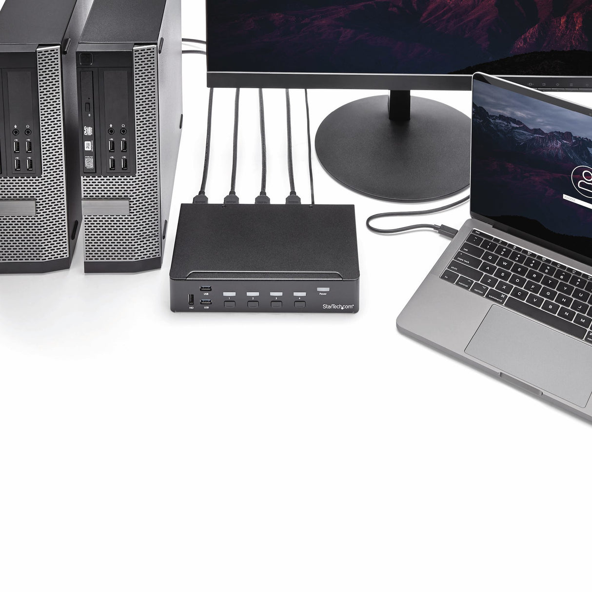 StarTech.com Switch Conmutador KVM de 4 Puertos HDMI 1080p con USB 3.0 interruptores kvm 4 USB USB HDMI