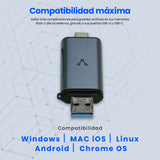 Vorago CR-350 lector de tarjeta USB 3.0 Type-A/Type-C Plata