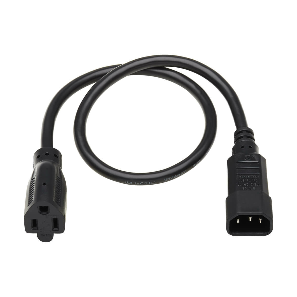 Tripp Lite P002-002 Cable Adaptador de Alimentación Universal de CA, 13A, 16 AWG (IEC-320-C14 a NEMA 5-15R), 0.61 m [2 p