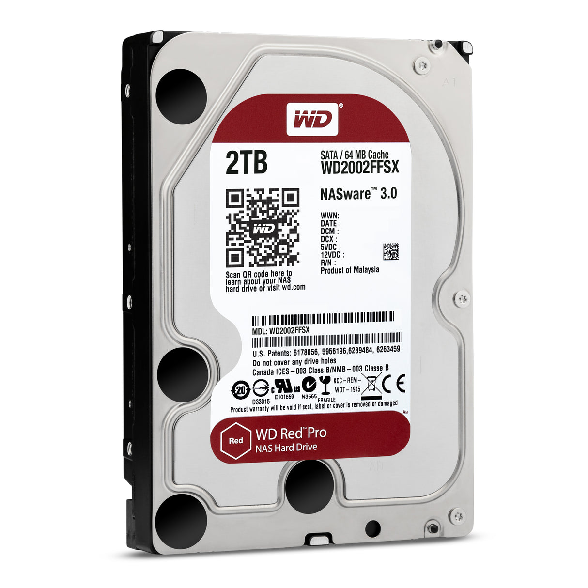WD Disco Duro Interno Red Pro 2TB 3.5" SATA3 6GB/s 7200RPM, 64MB Cache