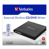 Verbatim Slimline CD/DVD unidades de disco óptico Negro Horizontal Portátil DVD-RW