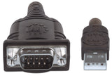 Manhattan Convertidor USB-A a serie (RS232/COM/DB9), 45 cm, macho a macho, chip FTDI FT232RL, compatible con Windows 11, negro/plata, 3 años de garantía, equivalente a ICUSB2321F Cable Plata 0,45 m USB A Serial/COM/RS232/DB9