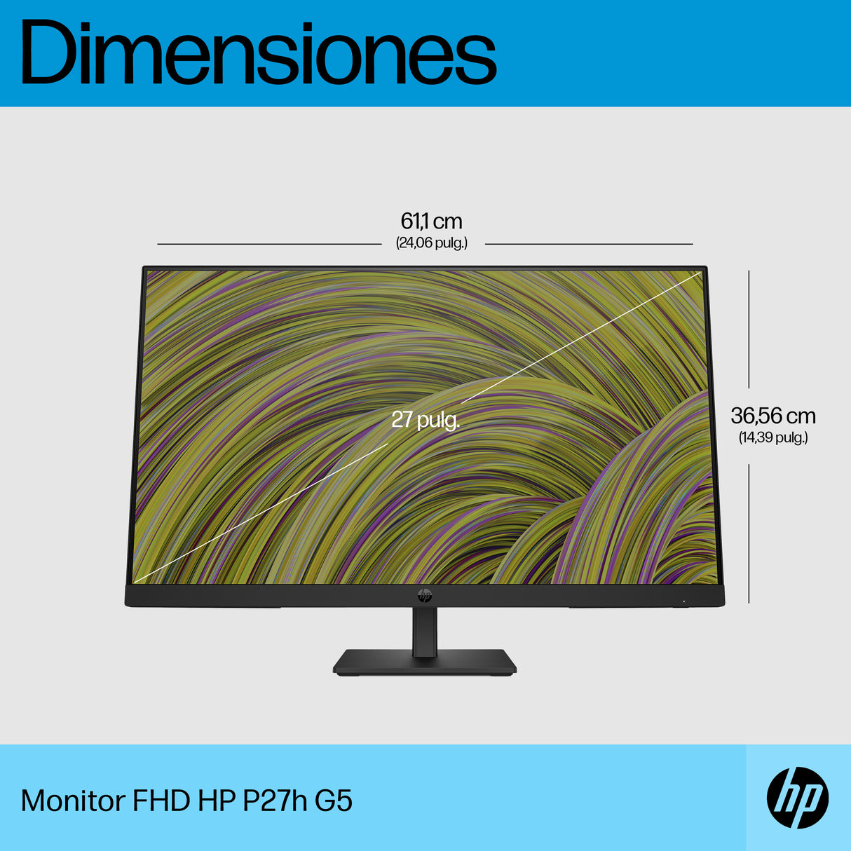 HP Monitor FHD HP P27h G5 Monitor 68,6 cm (27") 1920 x 1080 Pixeles Full HD LCD Negro