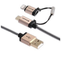 Verbatim 47", USB-A/microUSB + Lightning cable USB 1,2 m USB A Micro-USB B/Lightning Negro, Champán