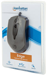Manhattan Ratón óptico USB Edge, Ambidiestro, USB tipo A, 1000 DPI, MAN-179423