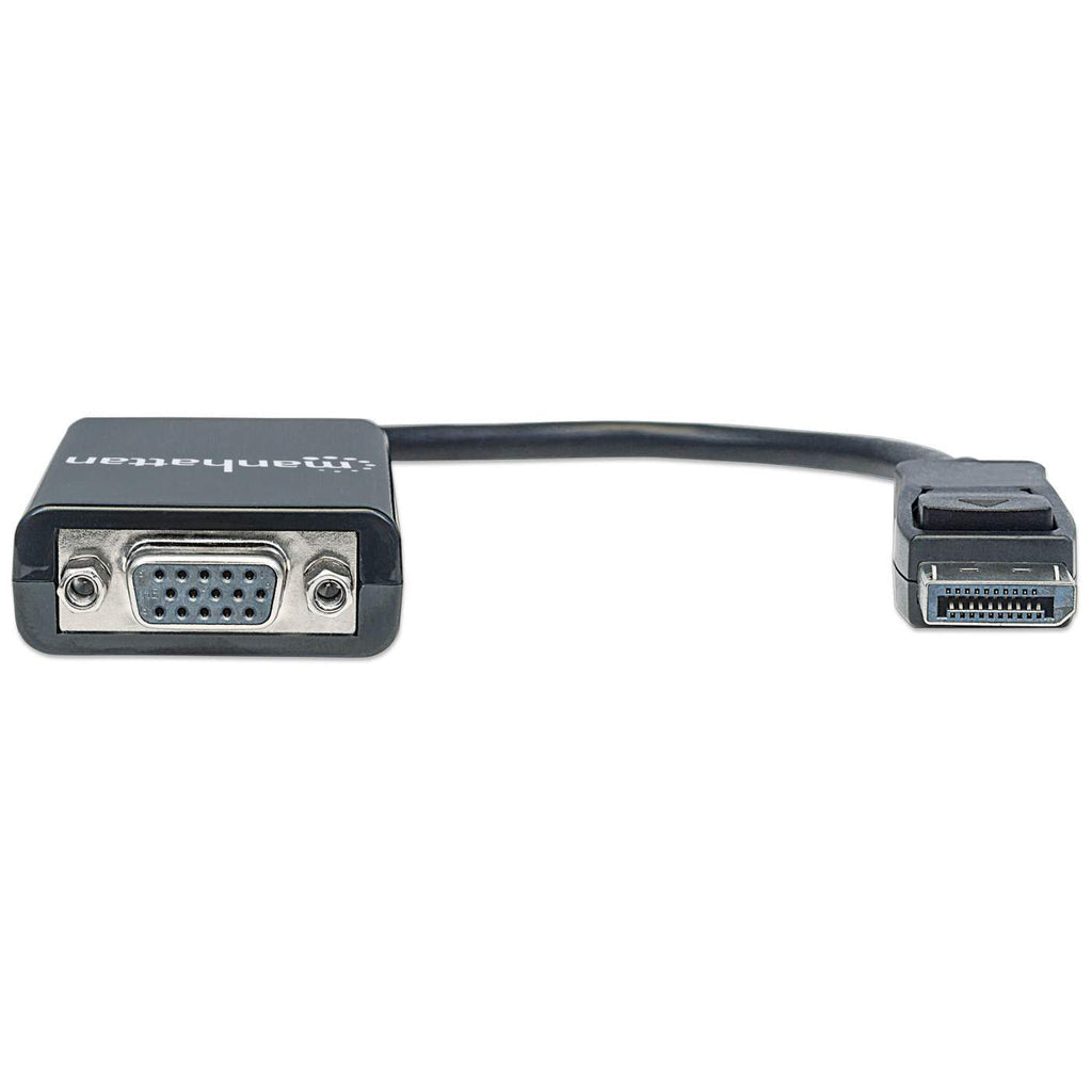 Manhattan Cable convertidor DisplayPort a VGA HD15, 15 cm, macho a hembra, activo, DP con pestaña de bloqueo, negro, garantía de por vida, equivalente a DP2VGA2 Cable Derecho Derecho Oro 0,15 m