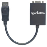 Manhattan Cable convertidor DisplayPort a VGA HD15, 15 cm, macho a hembra, activo, DP con pestaña de bloqueo, negro, garantía de por vida, equivalente a DP2VGA2 Cable Derecho Derecho Oro 0,15 m
