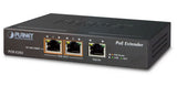 PLANET POE-E202 extensor de red Transmisor y receptor de red Negro 10, 100, 1000 Mbit/s, Completo, Semi (dúplex)