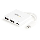StarTech.com Adaptador Multipuertos USB-C con HDMI - Puerto USB 3.0 - PD de 60W - Blanco Bases para portátiles y replica