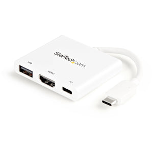 StarTech.com Adaptador Multipuertos USB-C con HDMI - Puerto USB 3.0 - PD de 60W - Blanco Bases para portátiles y replica