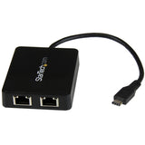 StarTech.com Adaptador de Red USB-C con Dos Puertos Ethernet Gigabit y Puerto Adicional USB (Type-A) Tarjetas de red Alá