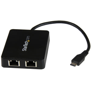 StarTech.com Adaptador de Red USB-C con Dos Puertos Ethernet Gigabit y Puerto Adicional USB (Type-A) Tarjetas de red Alá