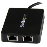StarTech.com Adaptador de Red USB-C con Dos Puertos Ethernet Gigabit y Puerto Adicional USB (Type-A) Tarjetas de red Alá