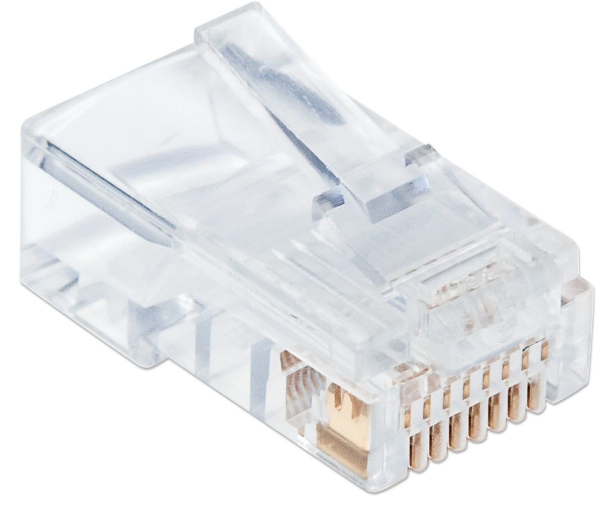 Intellinet PLUG RJ45 CAT5E SOLIDO UTP BOTE 100 PZAS ORO 50-MICRAS PRO conectores RJ45 Transparente Policarbonato Cat5e
