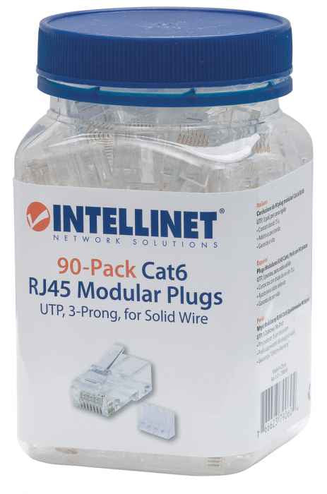 PLUG INTELLINET RJ45 CAT 6 UTP SOLIDO 90 PZAS
