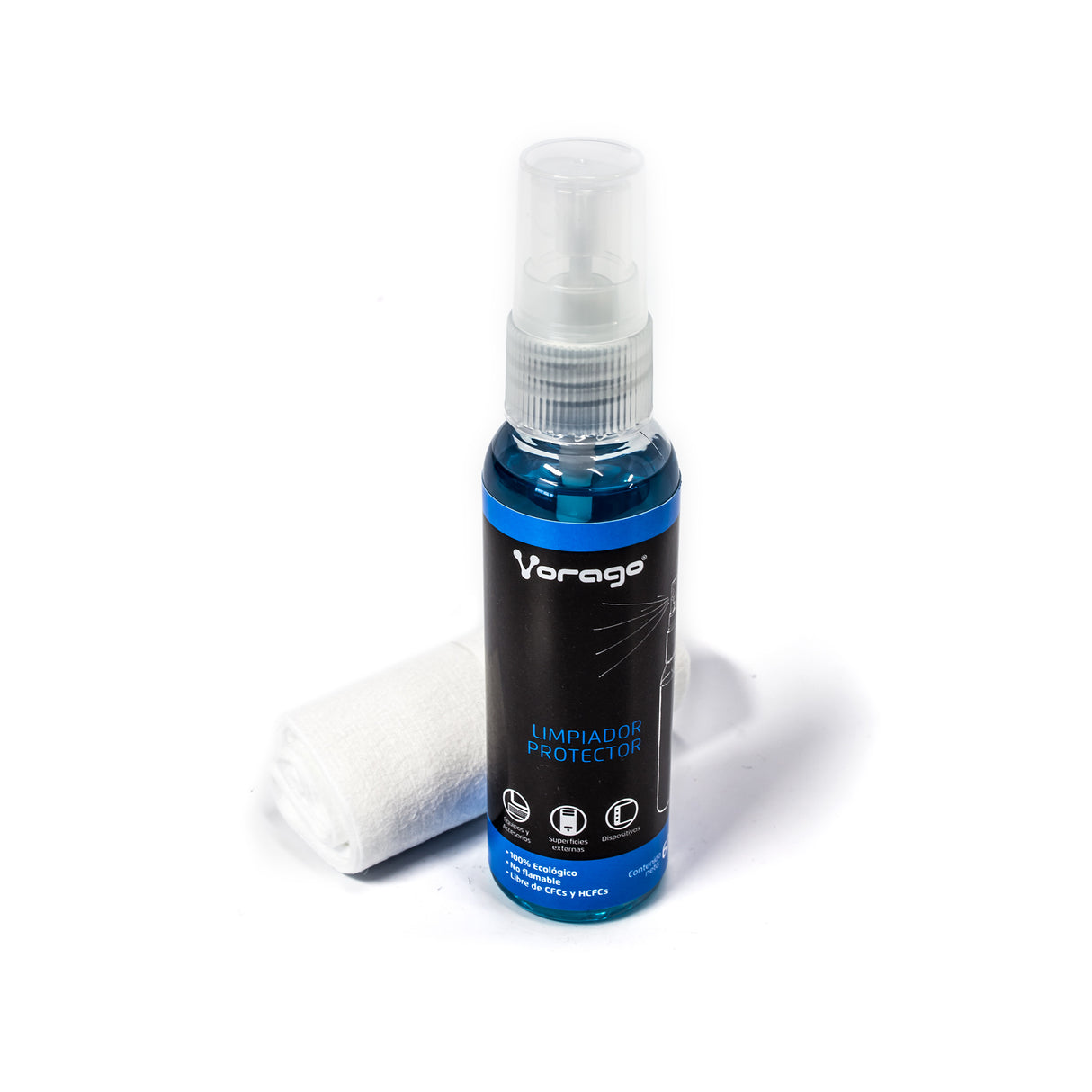 Vorago CLN-200 kit de limpieza para equipos Metal/Plástico Paño seco y espray para limpieza de equipos 60 ml, Microfibra