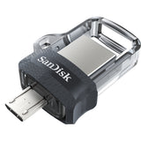 SanDisk Ultra Dual m3.0 unidad flash USB 16 GB USB Type-A / Micro-USB 3.2 Gen 1 (3.1 Gen 1) Negro, Plata, Transparente