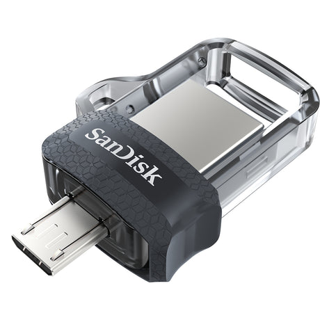 SanDisk Ultra Dual m3.0 unidad flash USB 16 GB USB Type-A / Micro-USB 3.2 Gen 1 (3.1 Gen 1) Negro, Plata, Transparente