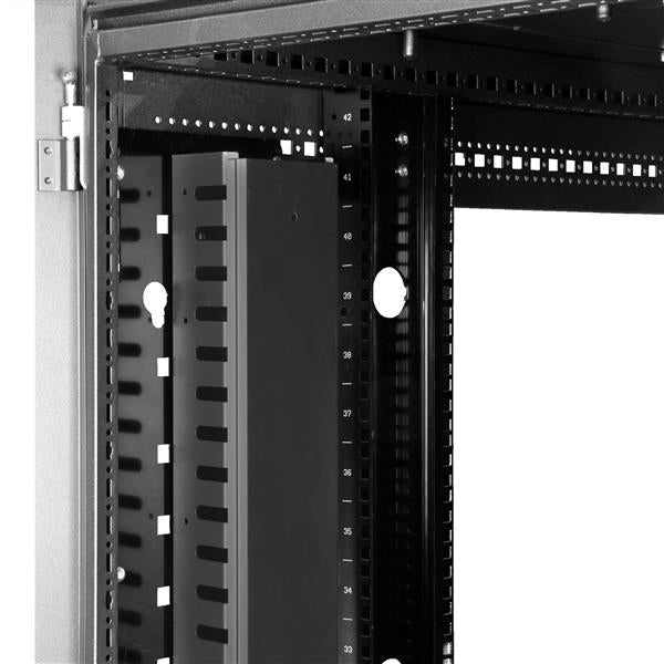 StarTech.com Gestor Organizador Vertical de Cableado con Lengüetas - 0U - 91cm Rack Panel de gestión de cables Negro Plástico, Acero 20U