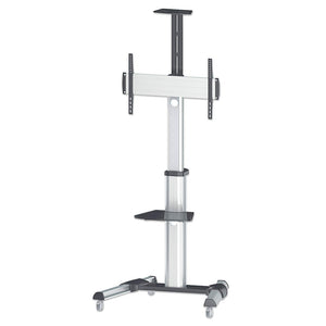 Manhattan Soporte para TV, de piso, tipo carrito, de alumino, con inclinación, pantallas planas de 37" a 70" de máximo 50 kg Monitor Negro