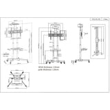 Manhattan Soporte con carrito para TV/monitores, pantallas 37"–65", Compatibilidad VESA: de 200x200 a 600x400 mm (verifique las dimensiones de los cuatro orificios de montaje traseros), carga máxima 40 kg, negro Monitor negro