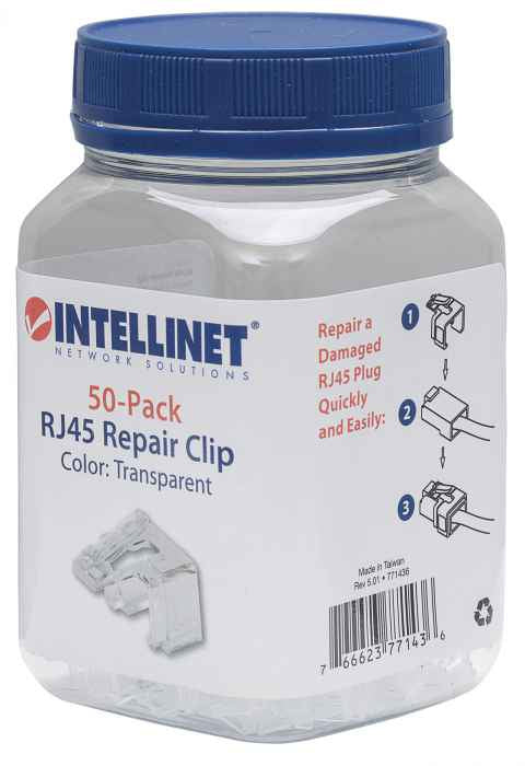 PLUG RJ45 INTELLINET  CLIP REPUESTO BLANCO 50 PZAS