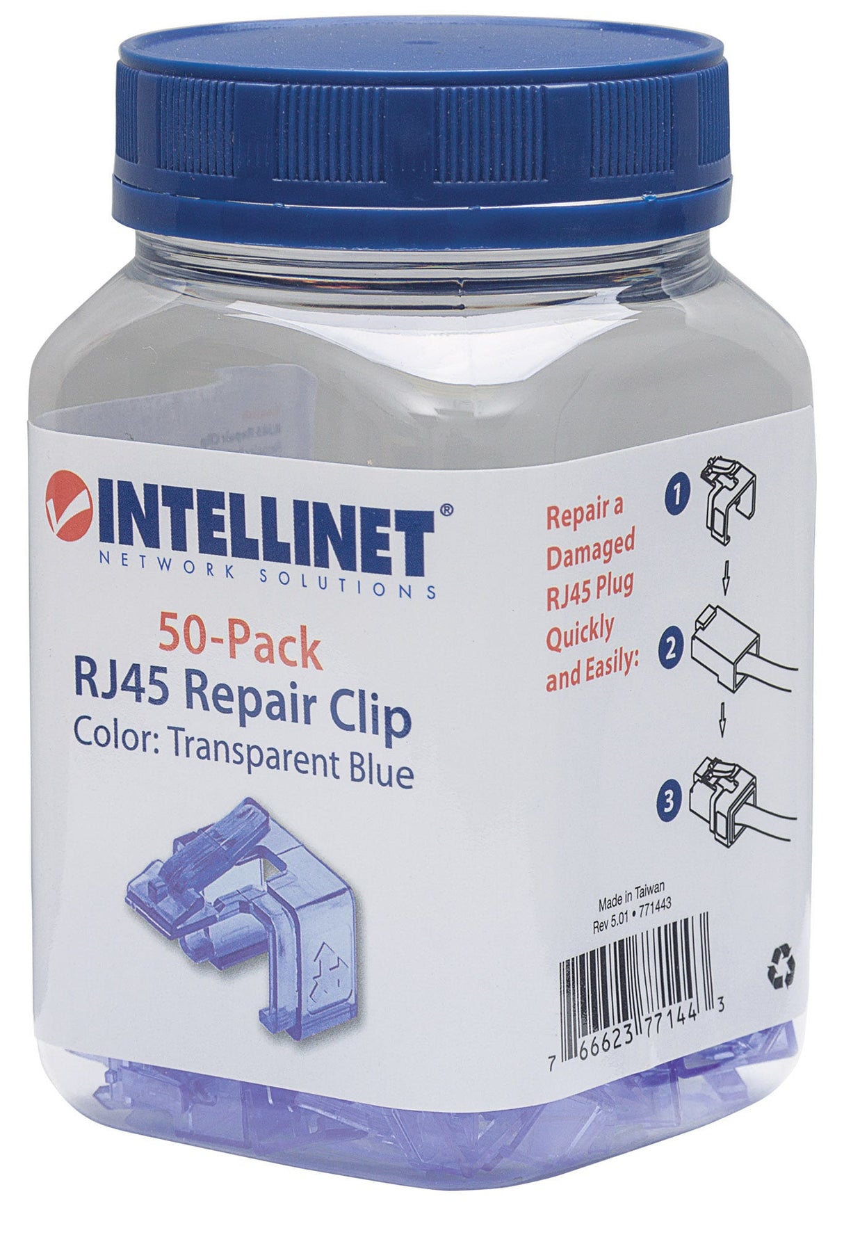 PLUG INT RJ45 CLIP DE REPUESTO AZUL BOTE CON 50 PZ