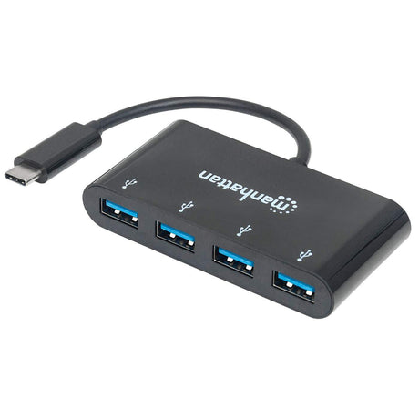 Manhattan Hub/dock USB-C, puertos (4): 4x USB-A, 5 Gbps (USB 3.0), Alimentado por USB (no requiere alimentación externa), equivalente a HB30C4AB hubs de interfaz USB 3.2 Gen 1 (3.1 Gen 1) Type-C USB 3.2 Gen 1 (3.1 Gen 1) Type-A 4 4