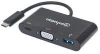 Manhattan Docking Station USB Tipo-C y VGA adaptadores gráficos usb USB tipo A, USB Tipo C Hembra Derecho 3.2 Gen 1 (3.1 Gen 1)