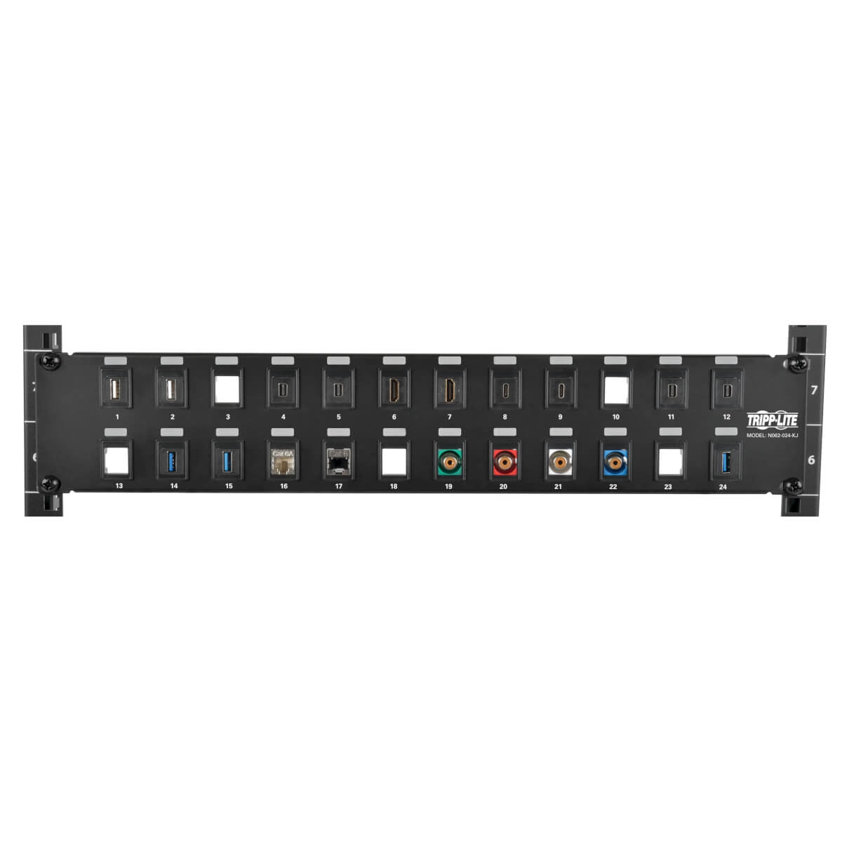 Tripp Lite N062-024-KJ Panel de Conexiones sin Blindaje RJ45 Keystone / Multimedia de 24 Puertos de 